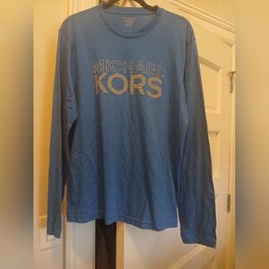 Michael Kors Long Sleeve LOGO T-Shirt Saphire Blue Size Large